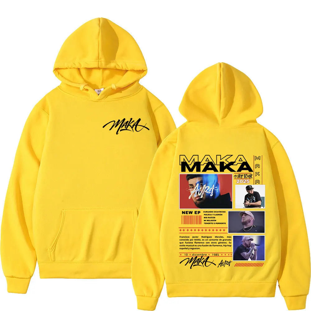 Rapper Maka Aura 2025 Tour Merch Hoodies Men's Women Fashion Hip Hop Hooded Sweatshirts Fans Gift Oversized Pullovers Streetwear