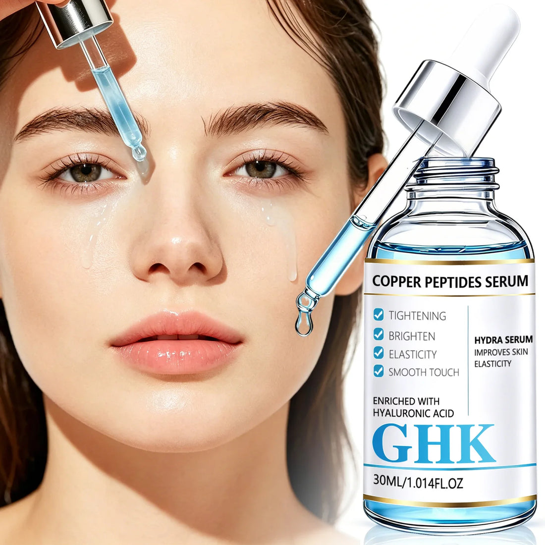 Copper Peptides Serum with GHK-Cu & Hyaluronic Acid – Anti-Aging Hydra Serum for Firmer, Smoother Skin