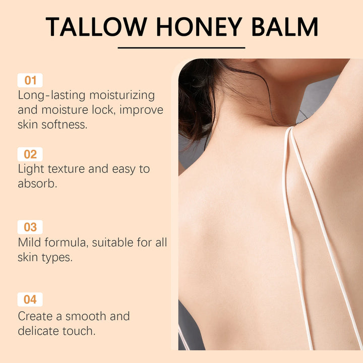 Tallow Honey Balm Moisturizing Cream for Face Body Grass Fed Beef Tallow Balm Natural Deep Moisturizer Soft Soothing Skin