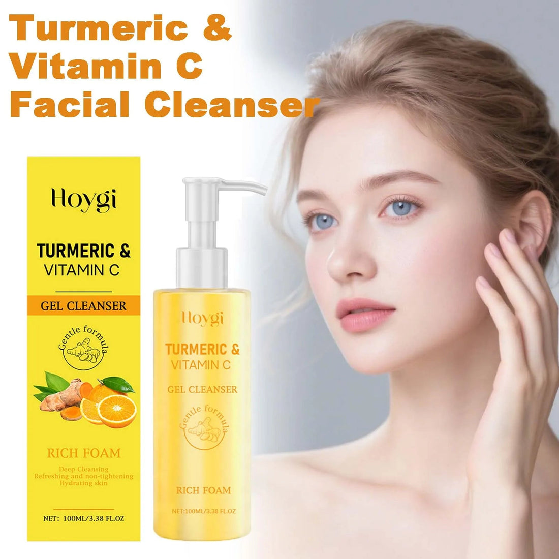 Turmeric Vitamin C Facial Cleanser Cleansing Refreshing Moisturizing for Soft Smooth Skin Purifying Brightening Facial Cleanser Halalzen