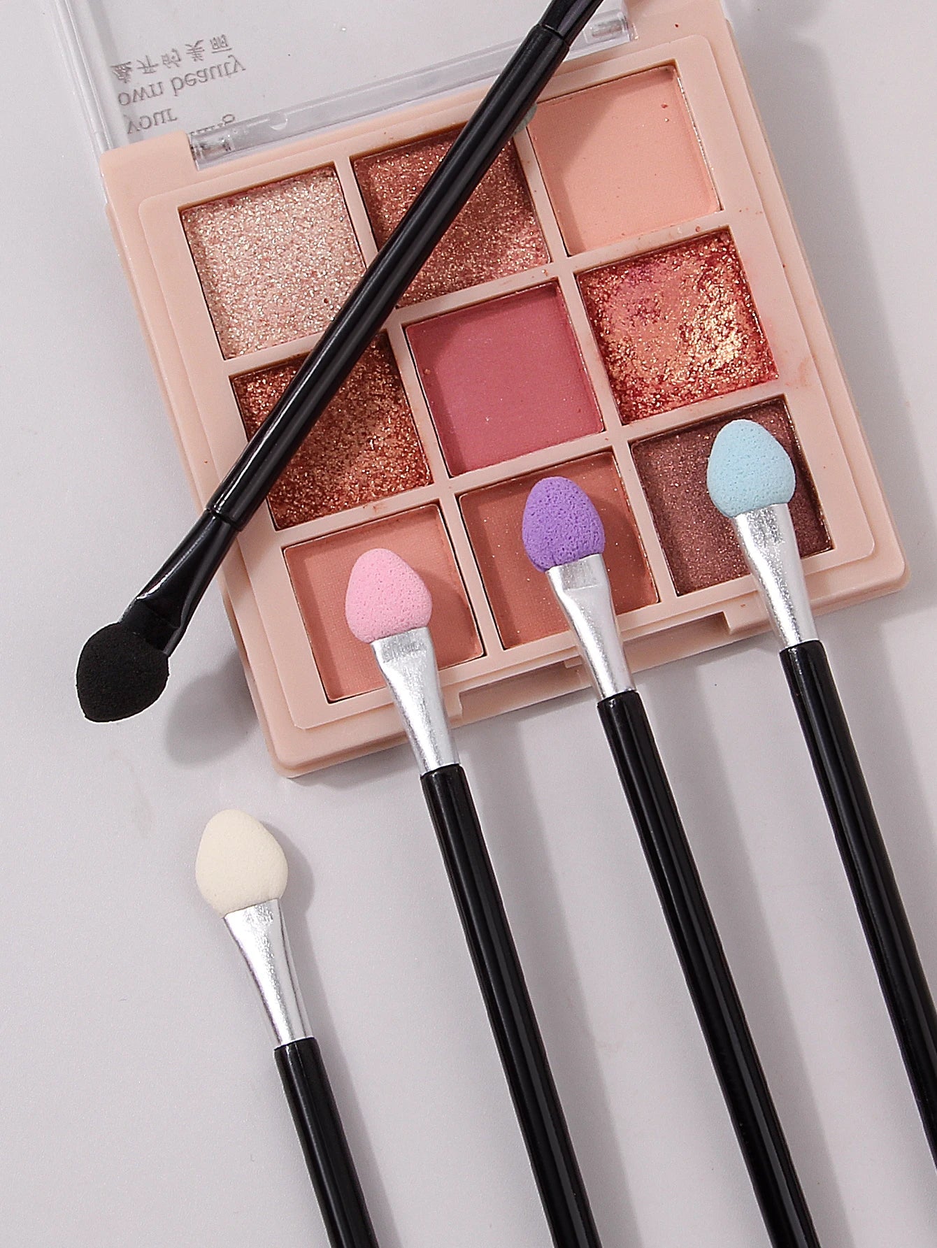 50PCS Double-Ended Eyeshadow Brushes Fashion Useful Long Handle Sponge Stick Applicators Lip Eye Brow Brush Beauty Makeup Tool Halalzen