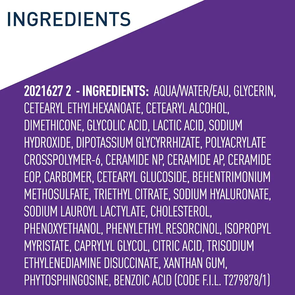 CeraVe Skin Renewing Nightly Exfoliating Treatment 50ml Glycolic Lactic Acid Serum with Ceramides for Radiant Smooth Skin Halalzen
