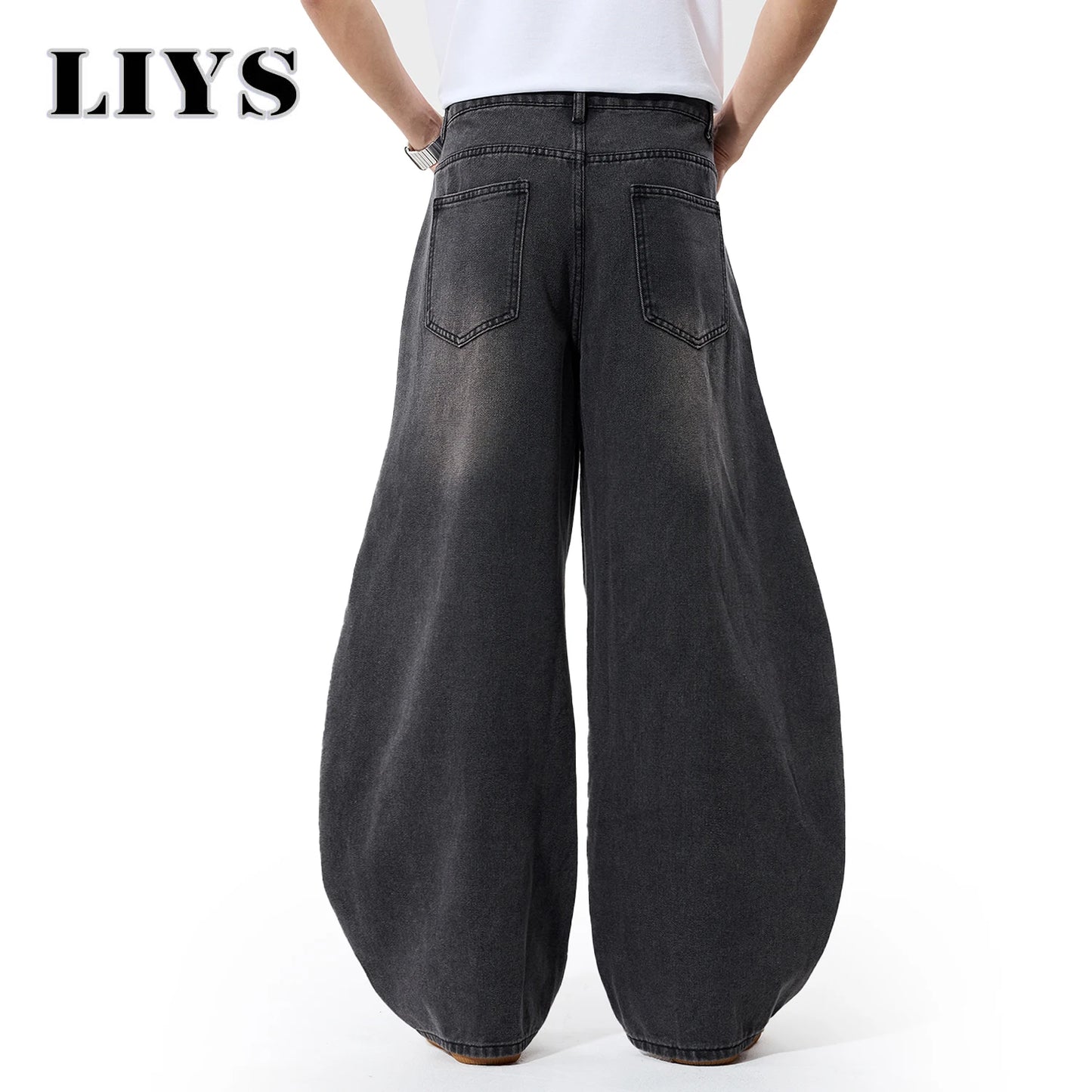 2025 Autumn Men's Retro Grey Black Loose Wide Leg Jeans American Street Baggy Goth Pants Man Designer Jeans Y2K Denim Pants