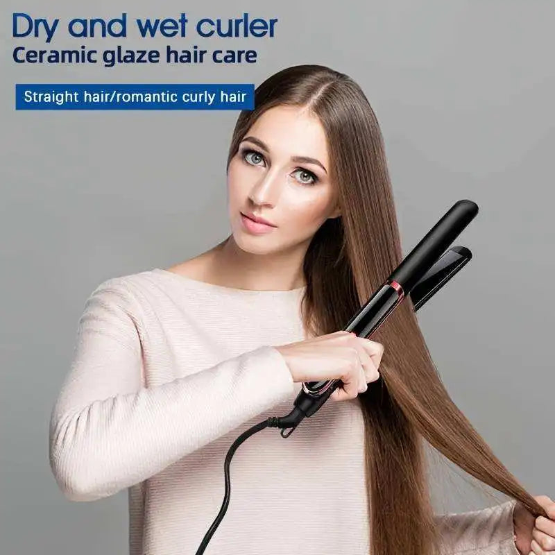 Professional Hair Straightener Curler Electric Splint Flat Iron Negative Ion Straight Curling Iron Plates Corrugation Hair Care Halalzen
