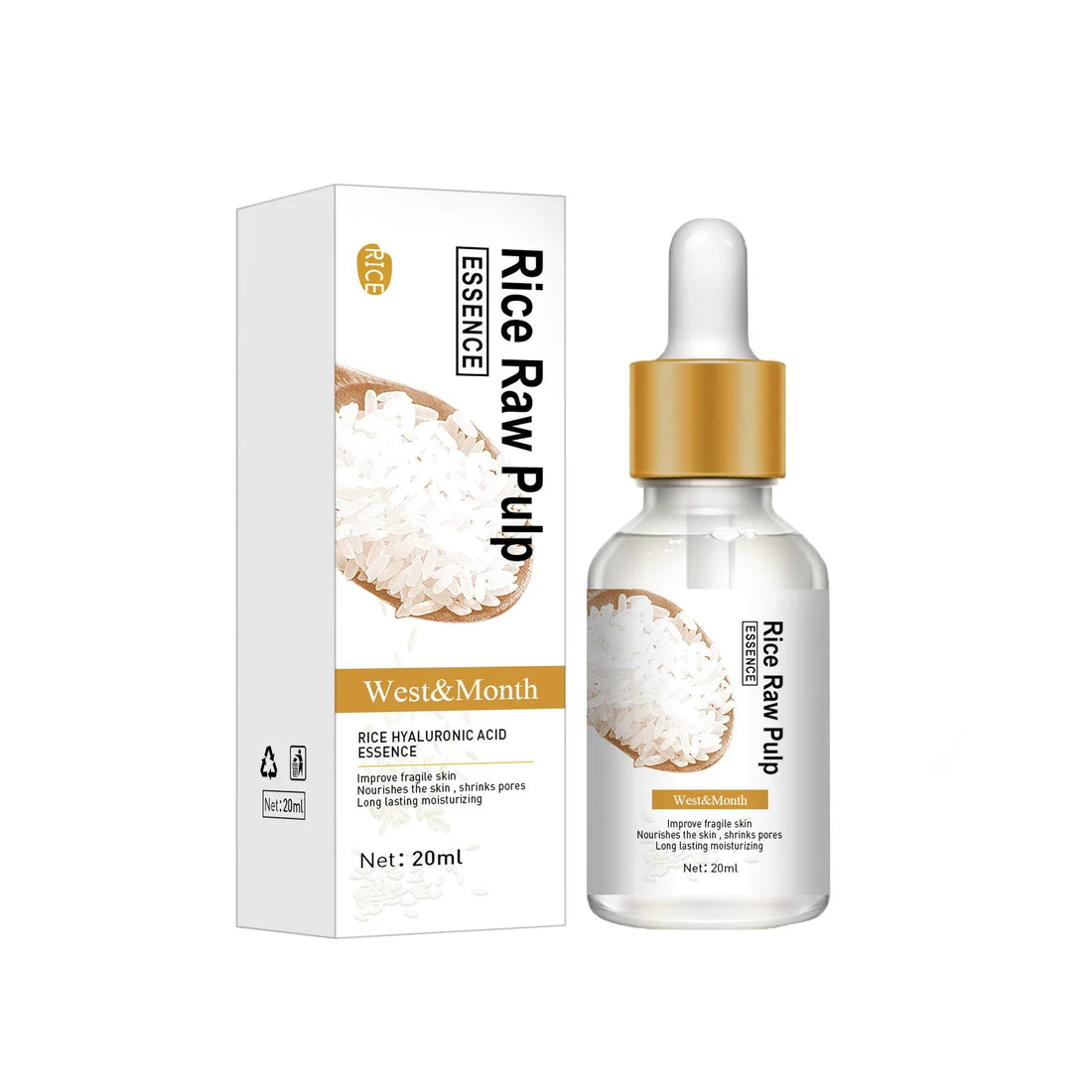 Wrinkle Removal White Rice Serum Anti Aging Puffiness Reduce Fine Lines Shrink Pores Nourishing Dry Skin Ac-ne Treatment Essence Halalzen