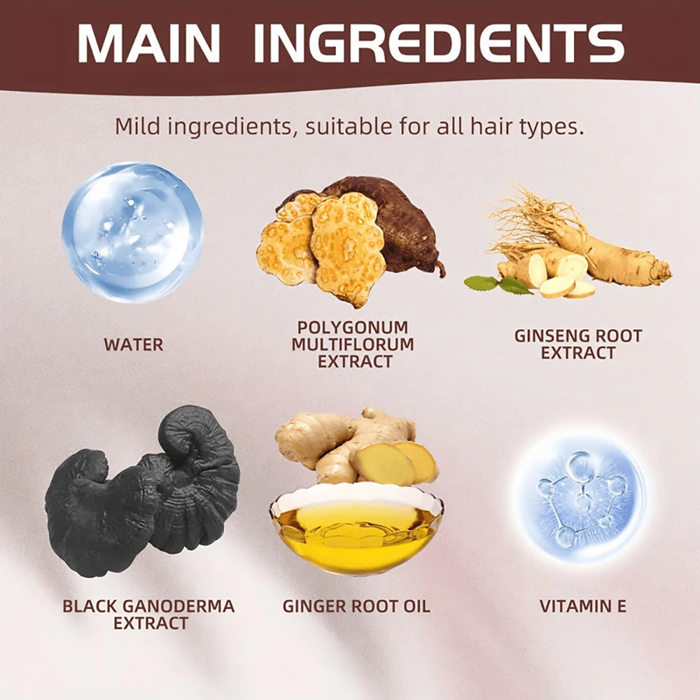 Herbal Polygonum Multiflorum Shampoo Oil Control Dandruff Control Itchy Relief Shampoo Moisturizing Nourishing for Men and Women Halalzen