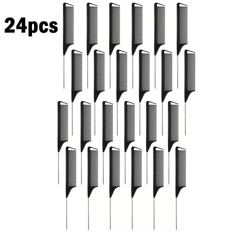 6/12/24Pcs Professional Hair Comb Heat Resistant Medium Cutting Carbon Comb Salon Antistatic Barber Styling Brush Tools Halalzen