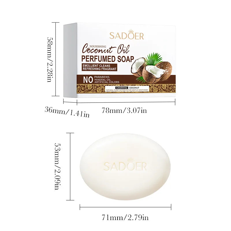 SADOER Coconut Facial Soap  Whitening Moisturizing Deep Cleansing Body Face Wash Foam Facial Cleanser Handmade Soap Skin Care Halalzen