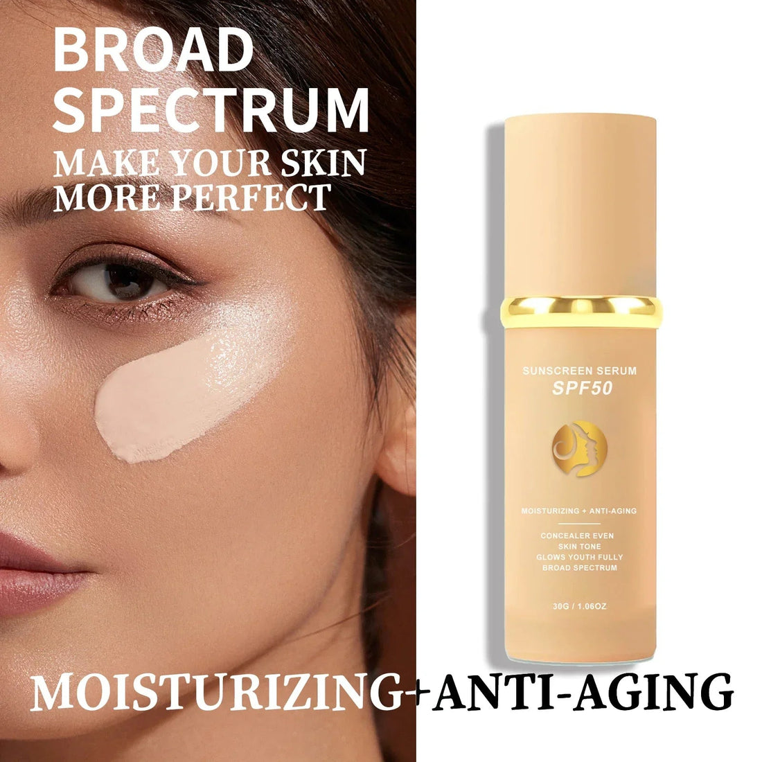 4 in 1 Liquid Foundation Sunscreen SPF 50+ Long Lasting Waterproof Concealer Hydrating Natural Face Makeup Halalzen