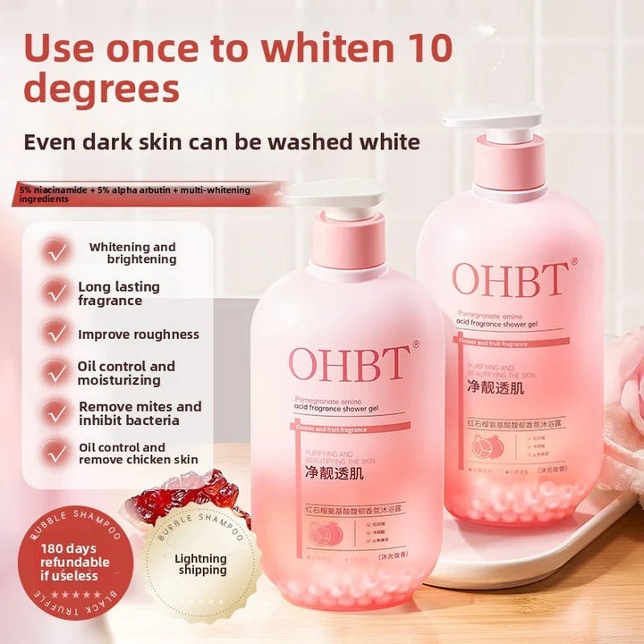 OHBT 500ml Pomegranate Salicylic Acid Shower Gel, Gentle Cleansing Nourish Body Wash, Fragrance Moisturizing Bath Lotion Gel Halalzen