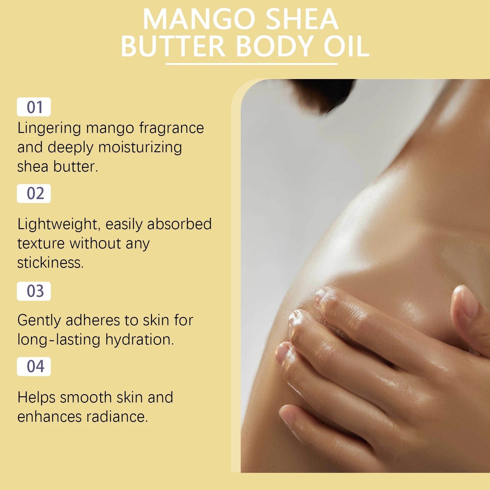 Mango Shea Butter Relaxing Massage Oil Moisturizing Body Skin Smoothing Soft Stress Relief Muscle Sore Help Sleep Fragrance Oil
