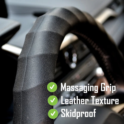 Silicone Steering Wheel Cover Leather Car Accessories Skidproof Covers For 36-38CM Universal Protector For Lada Renault Clio 2 3