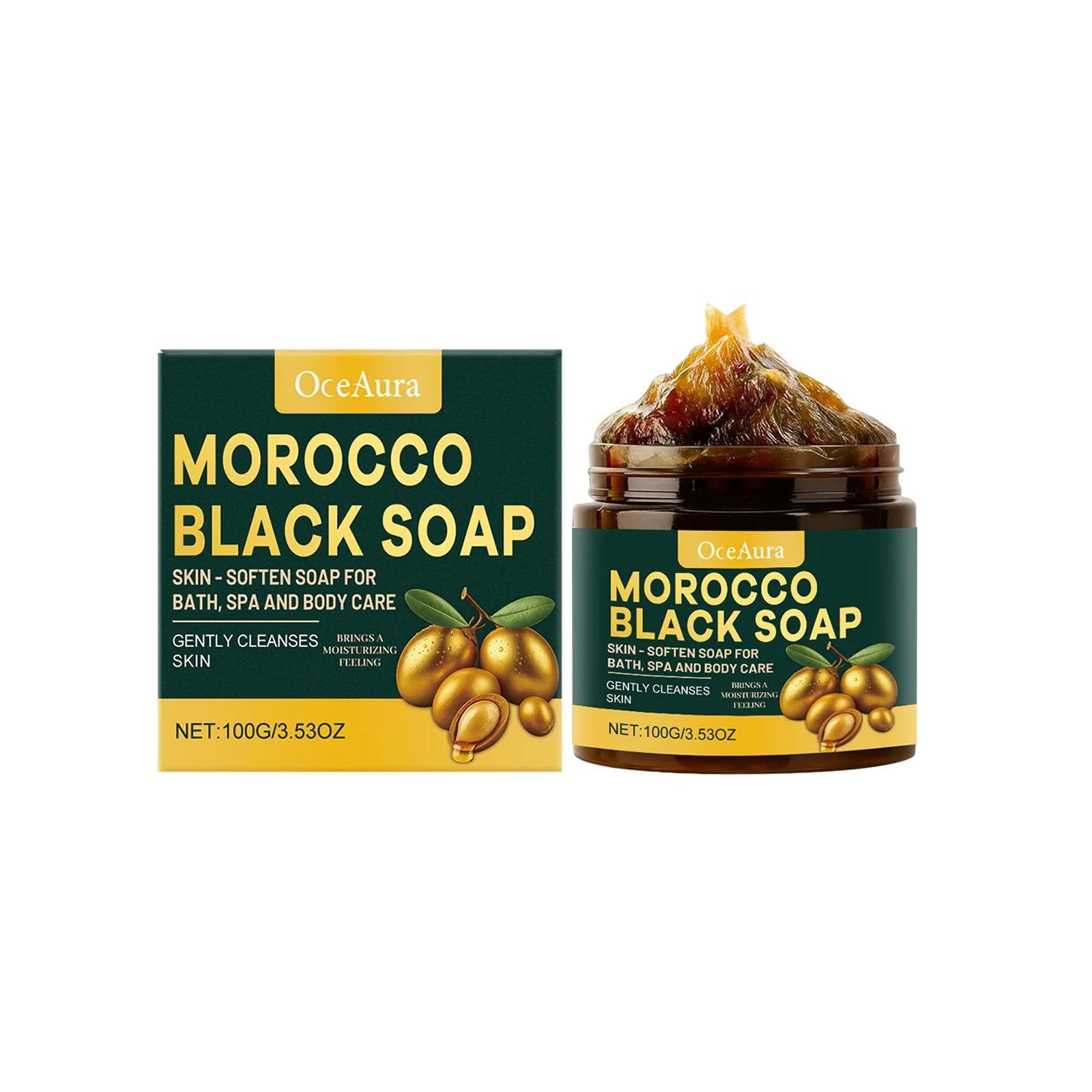 100g Natural Morocco Black Soap Dead Skin Remover Body Scrub Deep Cleaning Remove Dead Skin Cells Gentle Care Body Moisturizing Daily Body Care Bath Soap