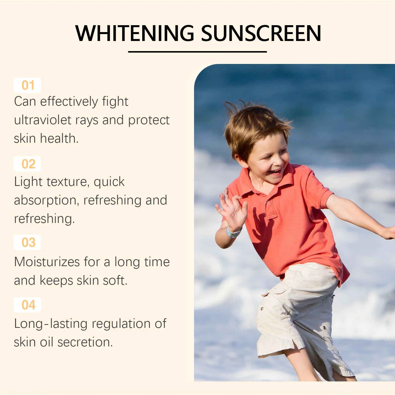 Children UV Protection Cream Lasting Sun Block Isolation Brightening Refreshing Oil Control SPF 90+Moisturizing Sunscreen Cream Halalzen