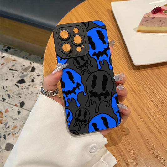 Fashion Smile Face Pattern Phone Case, Phone Accessories Compatible with IPhone 16 Pro Max 15 Pro 14Plus 13 12 11 XR X/XS