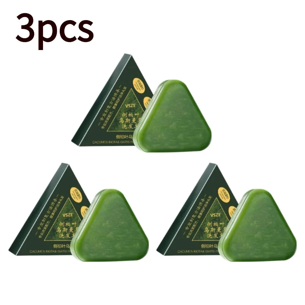 1/2/3/4/5/10pcs Natural Cacumen Platycladi Usma Grass Shampoo Bar Traditional Cold-Processing Silicone-Free Hair Care Soap Halalzen