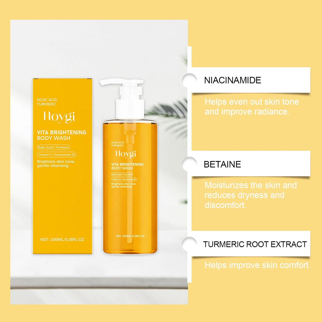 Kojic Acid Turmeric Brightening Body Wash Moisturizing, Cleansing, and Smooth Skin Shower Gel Halalzen