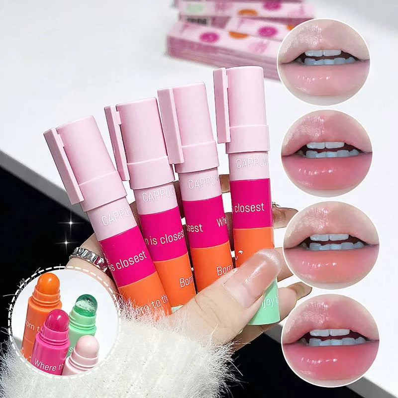 Cappuvini stacking four-color lip balm moisturizing lip balm lip care temperature change lip balm