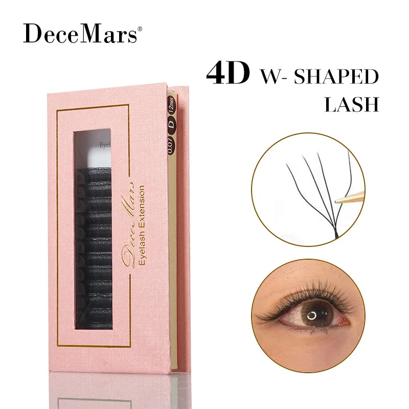 DeceMars 4D - W Shaped Eyelash Extension (12line/Tray) for Makeup Halalzen