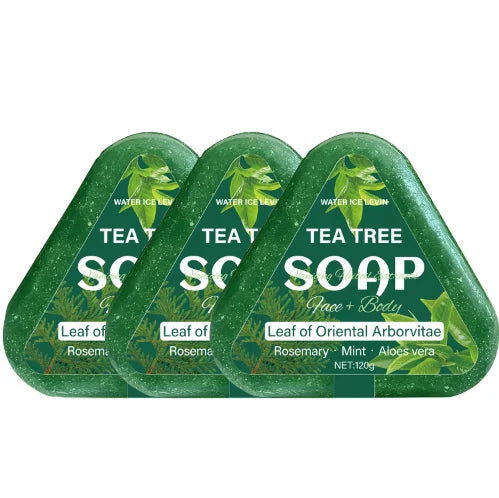 Tea Tree Soap (Face+Body): Oriental Arborvitae Leaf, Rosemary/Mint/Aloe, Gently Hydrates All Hair Types Halalzen
