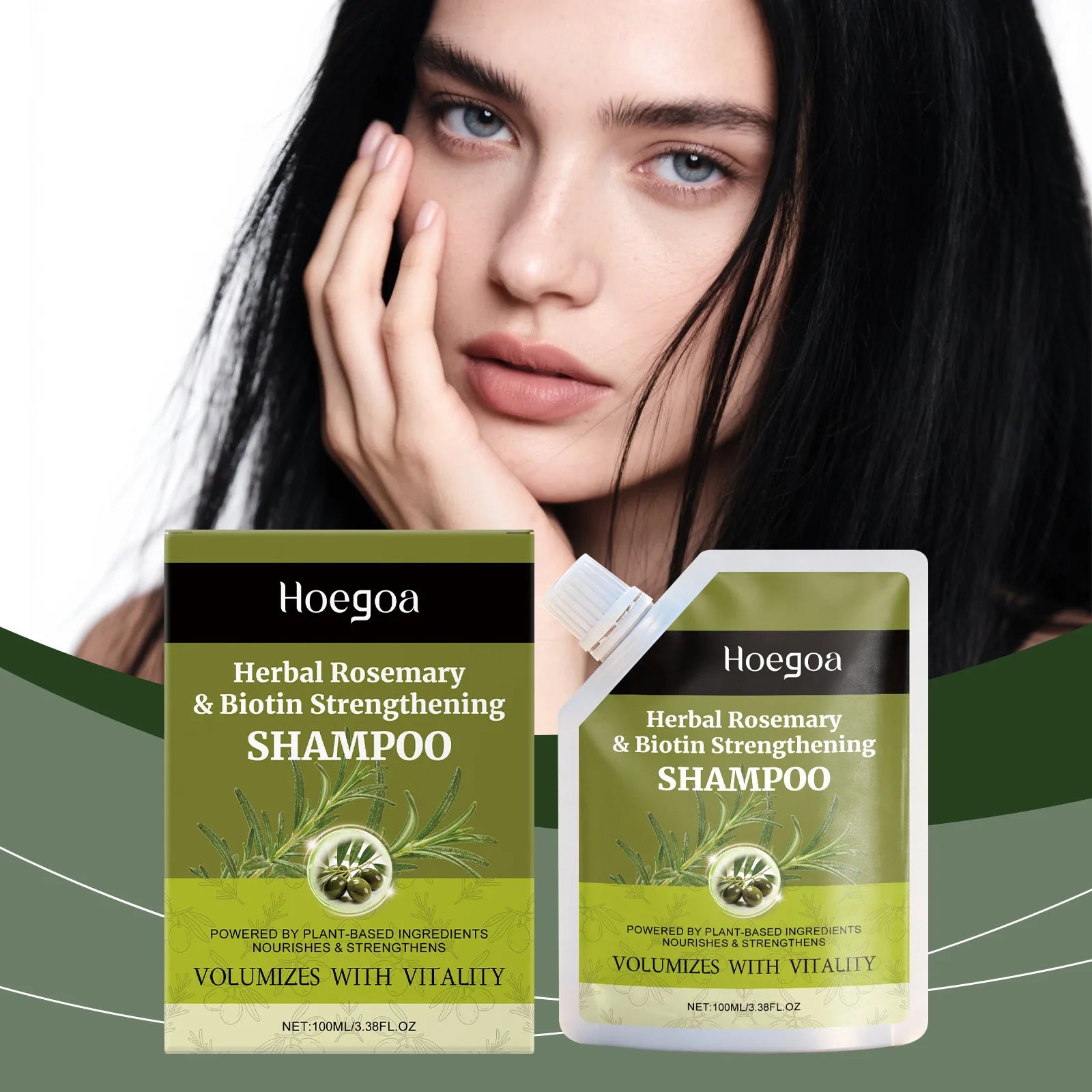 Hoegoa Herbal Rosemary Strengthening Shampoo Anti Hair Loss Thicker Fuller Growth Scalp Care Reduce Breakage Oil Control Shampoo