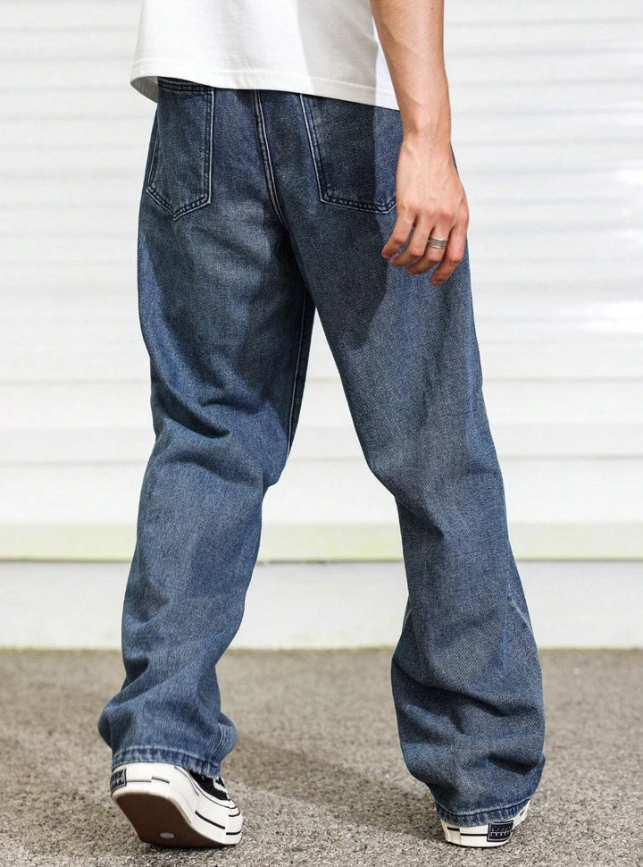Men’s Relaxed Fit Straight Leg Jeans, Everyday Comfort for Lounging at Home to Quick Errands