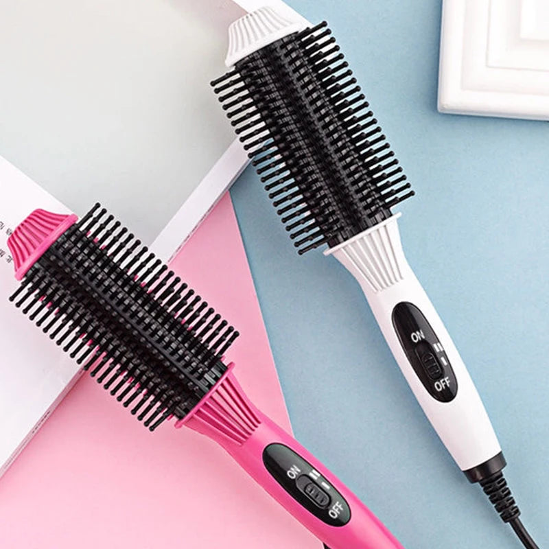Multifunctional Heating Curling Iron Ceramic Heated Round Brush Electric Hair Straightener Brushes Professional Styling Tool
