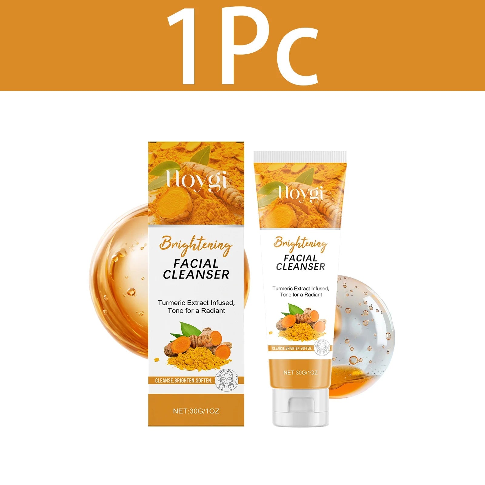 Turmeric Cleanser Moisturize Facial Brightening Skin Tone Daily Face Wash Foam Skincare Deep Clean Blackhead Removal Oil Control Halalzen