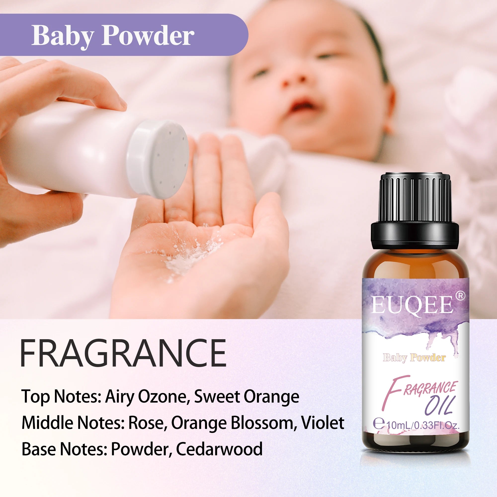 EUQEE 10ml 30ml 100ml Blend Essential Oil White Musk Baby Powder Almond & Vanilla Fragrance Oil for Diffuser Making Candle