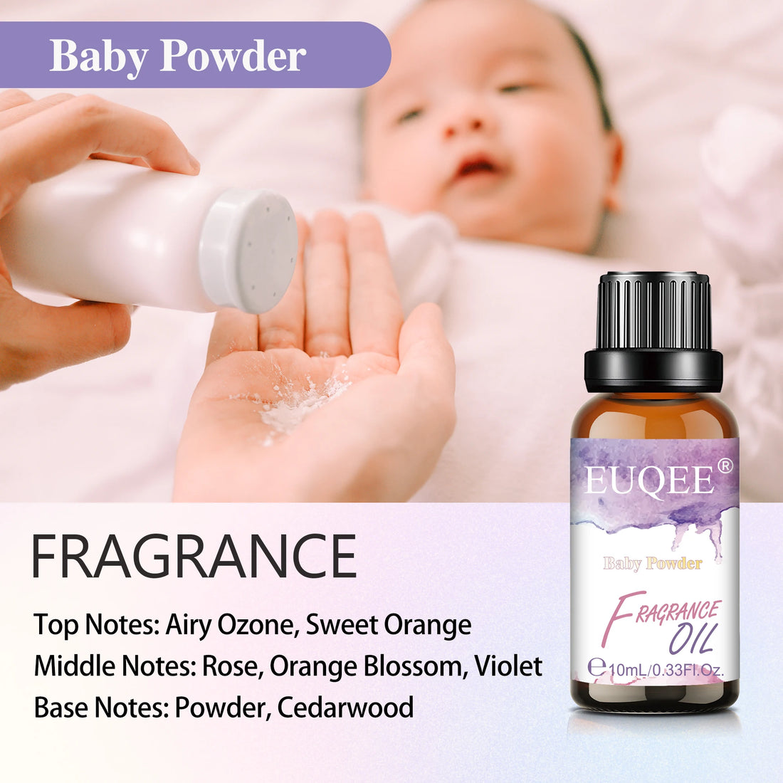 EUQEE 10ml 30ml 100ml Blend Essential Oil White Musk Baby Powder Almond & Vanilla Fragrance Oil for Diffuser Making Candle