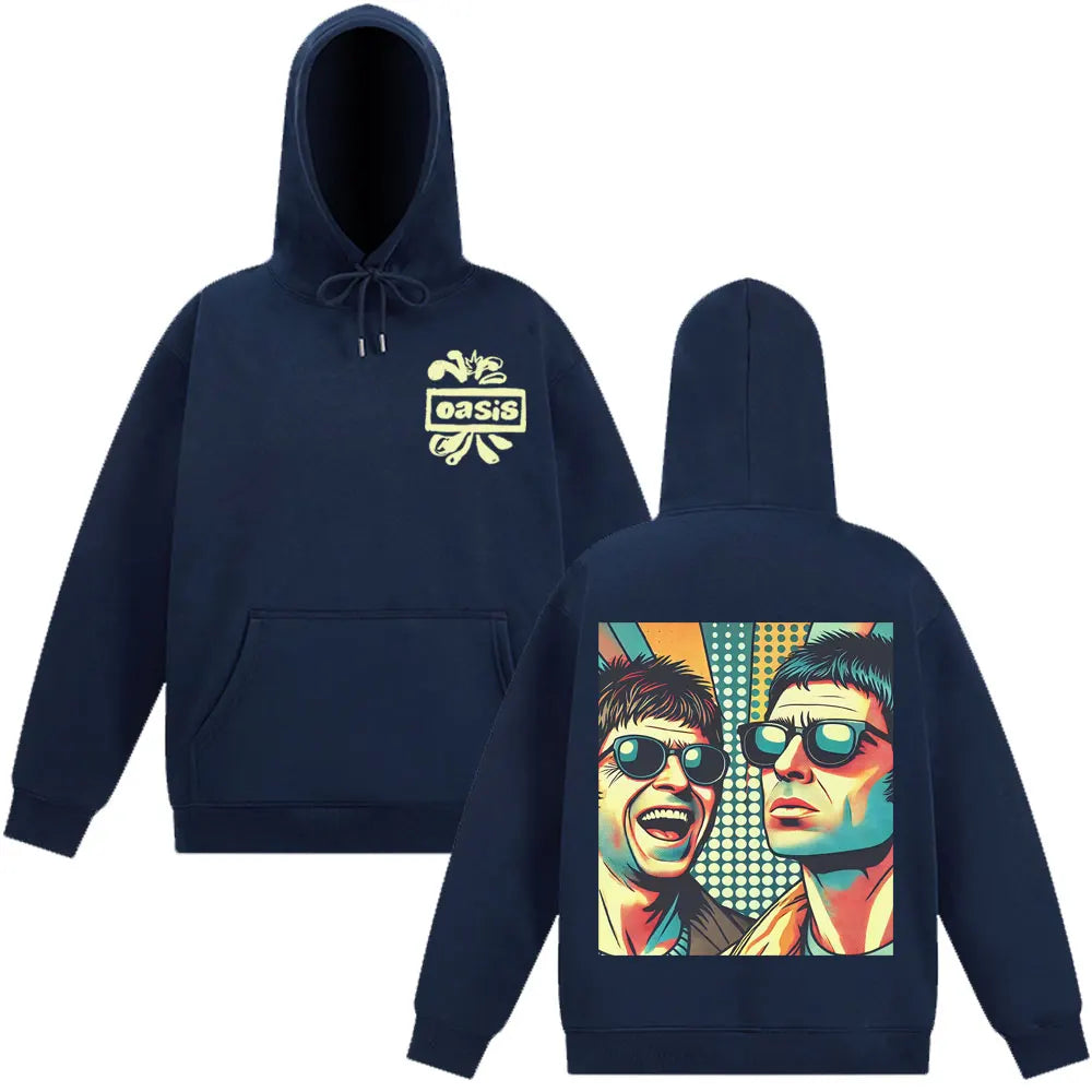 O-Oasis Rock Band Double-sided Fashion Hoodies 90s Music Graphic Rock Fan Gift Sweatshirts Long-sleeved Hip-hop Loose Pullover