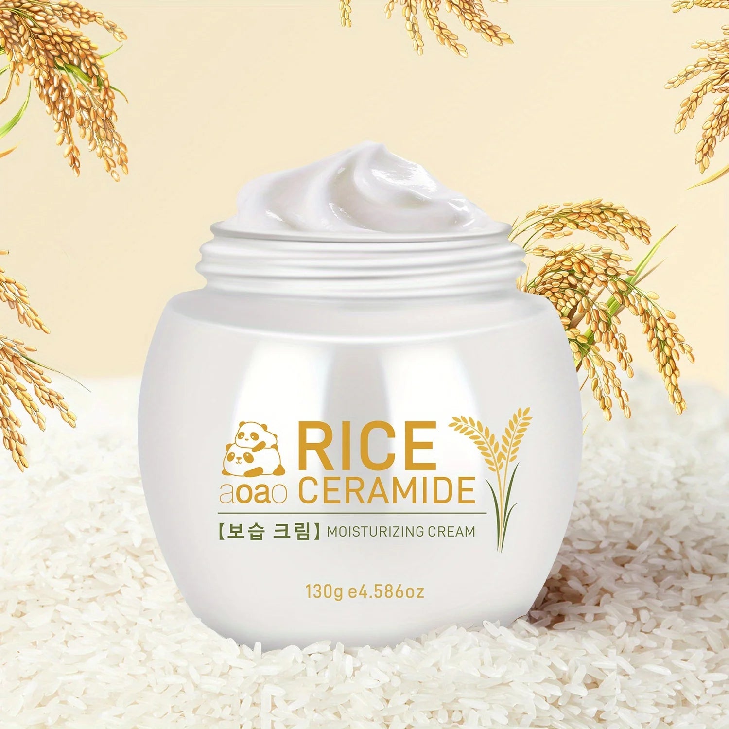 Rice Moisturizing Face Cream Rich in Ceramide Vitamin E and Collagen Deep Nourishing Day and Night Facial Moisturizer 130g