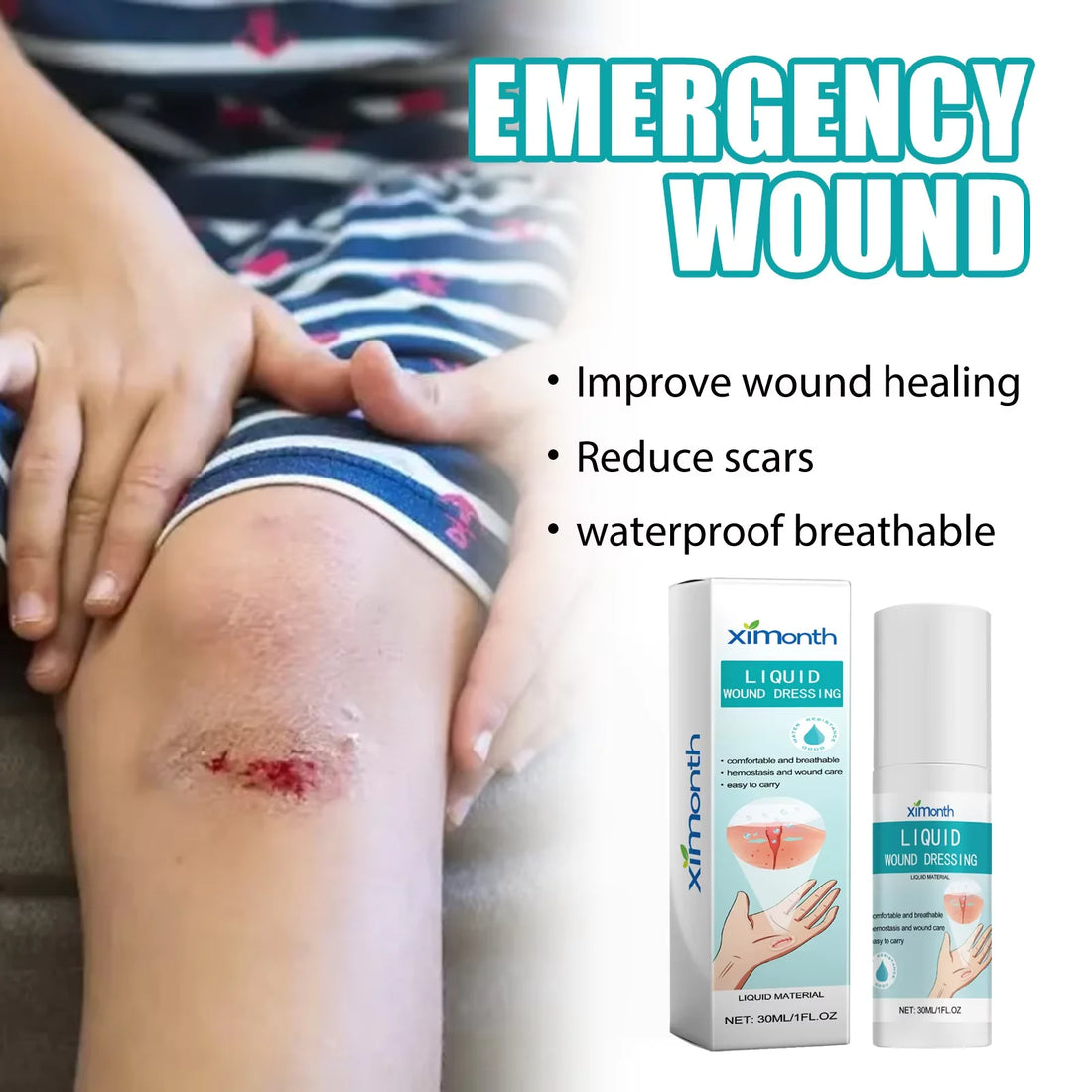 Ximonth Bandage Wound Care Liquid Spray Help Healing Recovery Cut Scratch Breathable and Waterproof Body Band Aid Liquid Sprays