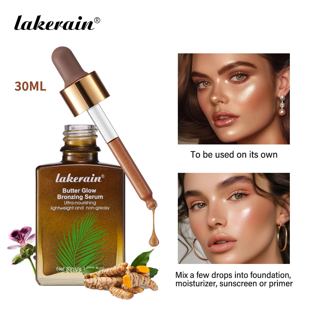 30ml Butter Glow Bronzing Serum Innovative Nourishing Skincare Bronzing Drops for Radiant Natural Sunkissed Complexion Sunkissed Halalzen