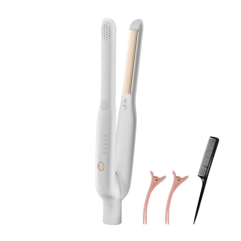 2-in-1 Mini Hair Straightener & Curler - Ceramic Fast Heating 140-220°C - Portable Flat Iron for Short Hair Travel Styling Halalzen