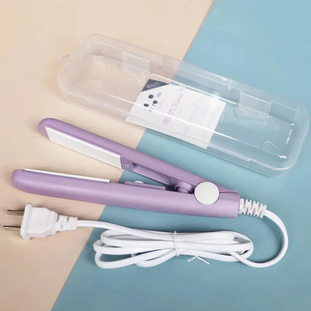Electric Ceramic Mini Hair Straightener Unisex Portable Flat Iron Wet/Dry Straightening Curling Irons Black FastHeat Hair Curler Halalzen