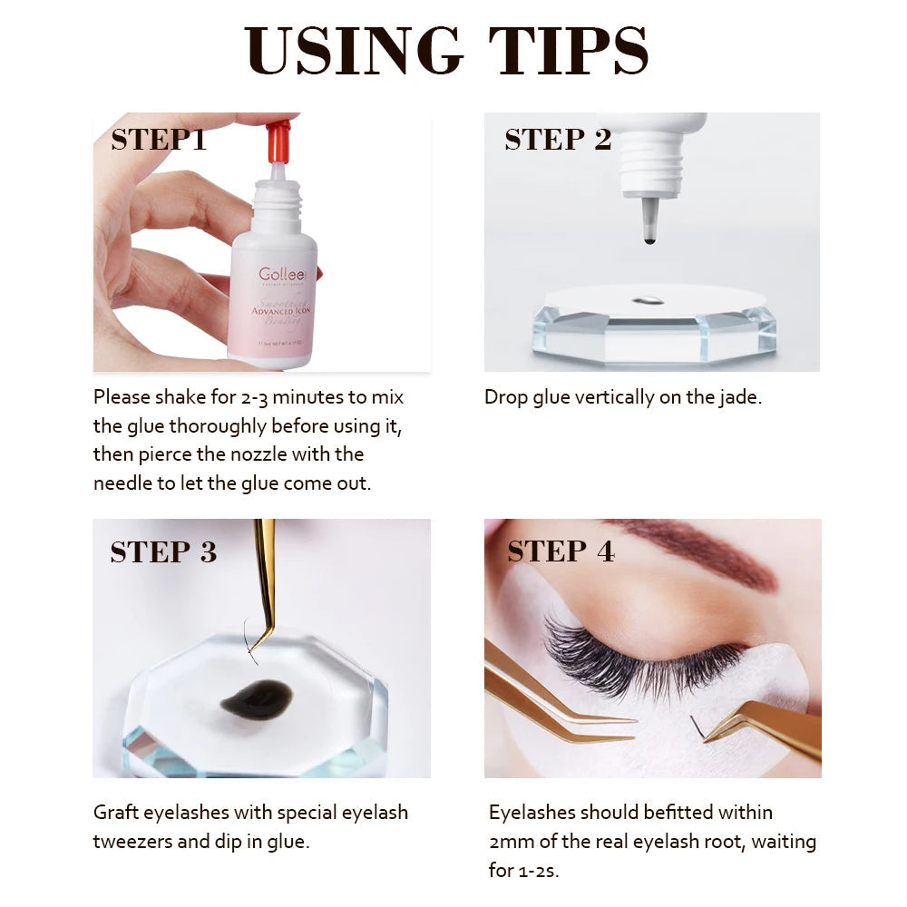 Gollee 0.5s Fast Dry Lash Adhesive Long Lasting 6-8 weeks Eyelashes Glue for Eyelash Extensions No Irritation Glue Makeup tools Halalzen