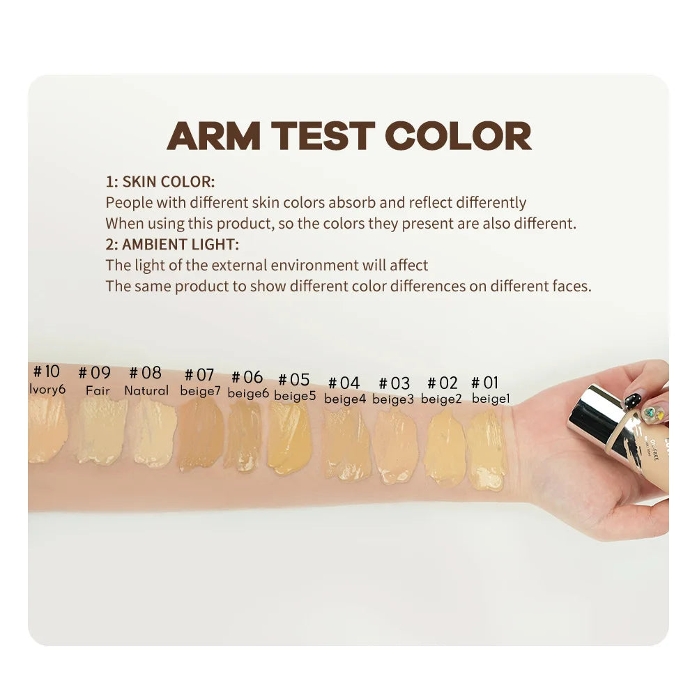 Oil‑control LongLasting Foundation Cream Natural Buildable Coverage Concealer Makeup Base Sweat Proof Non‑fading Facial Cosmetic