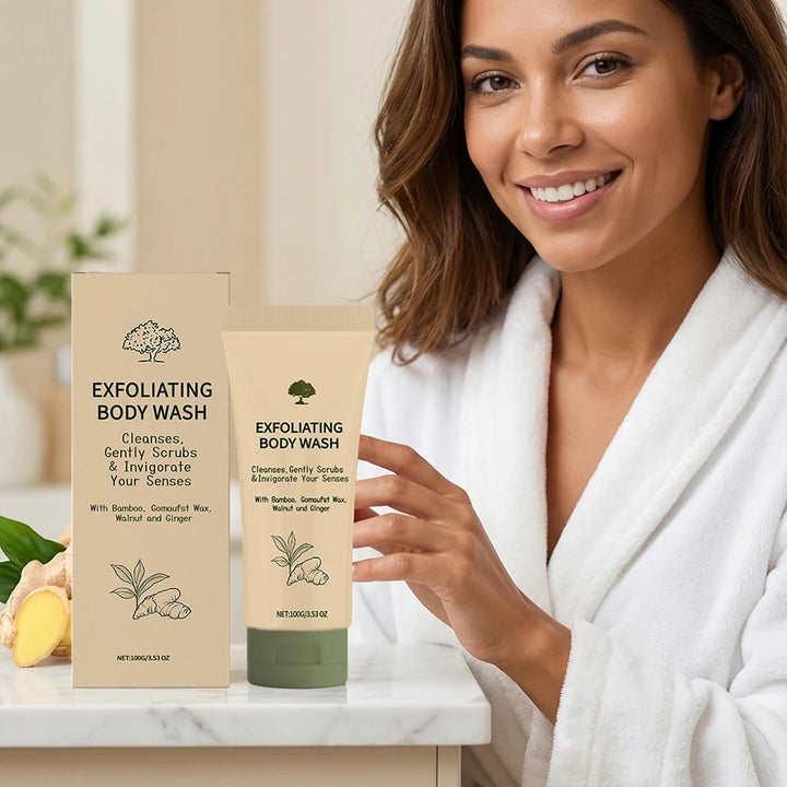 100g Exfoliating Body Wash,Natural Bamboo-Ginger Exfoliating Body Wash Deep Cleansing Odor Control Body Wash For Body Care