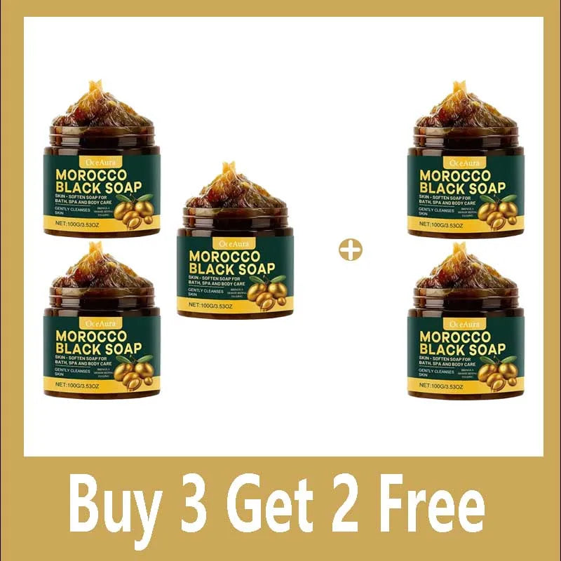 Moroccan Black Soap Deep Cleansing Gentle Care Moisturizing Body Soap with Olive & Argan Oil for Soft Smooth Skin 100g