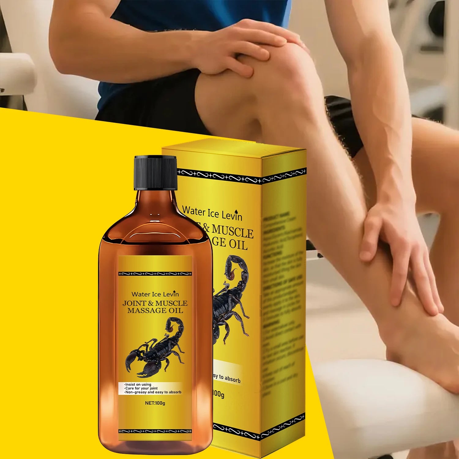 Water Ice Levin Advanced Joint & Muscle Massage Oil - Quick Absorbing, Ultra Lightweight Formula for Total Body Comfort..100G