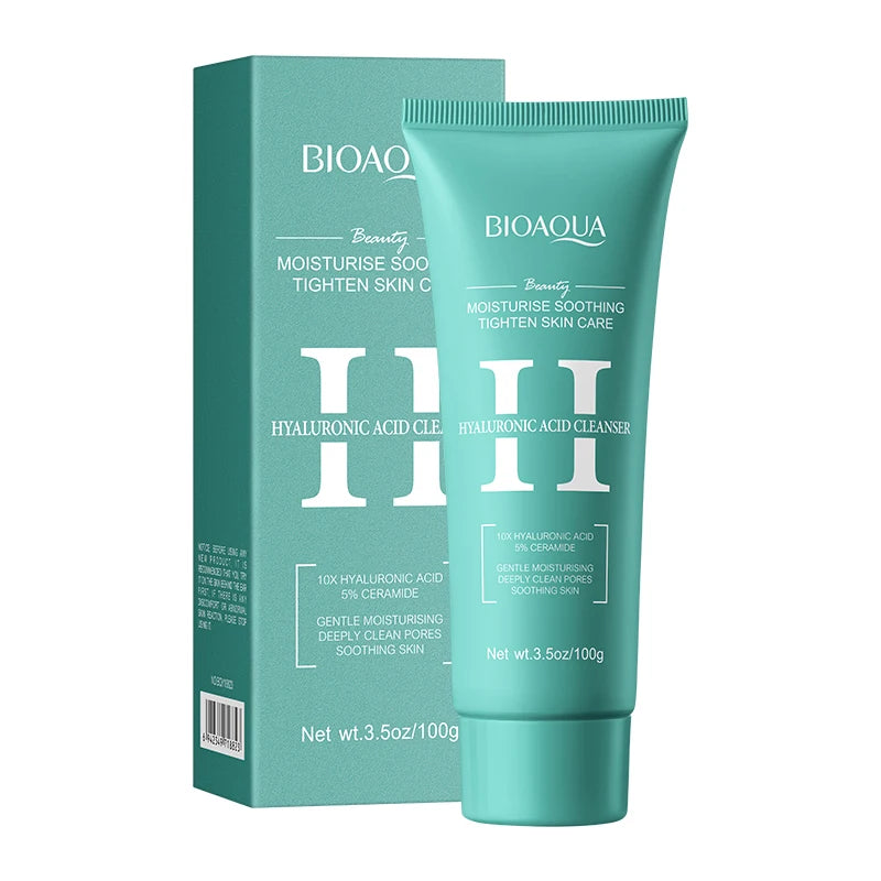 BIOAQUA Hyaluronic Acid Facial Cleanser Moisturizing Face Wash Foam Anti-aging Face Cleanser Facial Skin Care Products Halalzen
