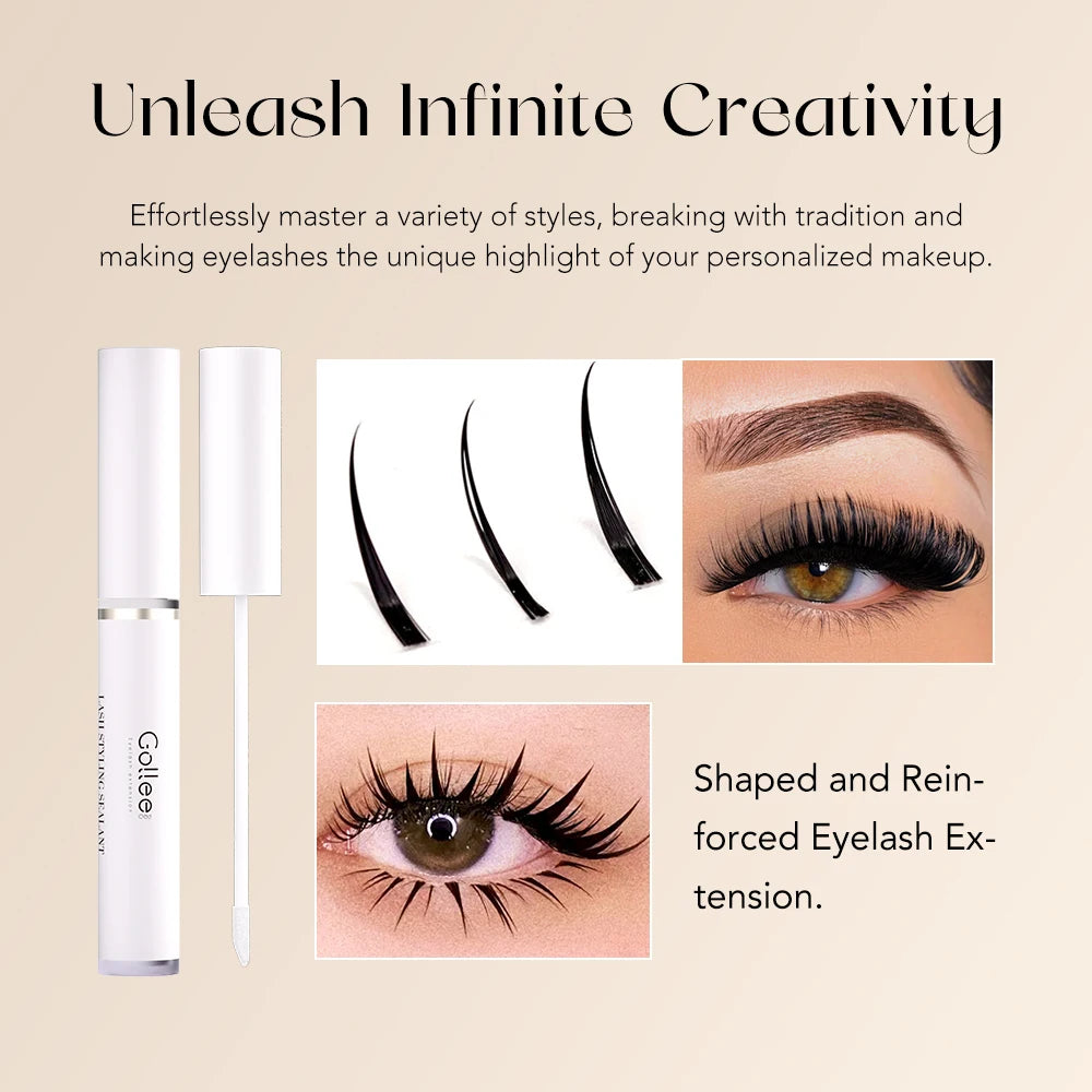 Gollee Lash Styling Sealant 10ml Fast Drying Soft Brush Eyelashes Styling Gel Non-White Residue for Salon Household Makeup Tools