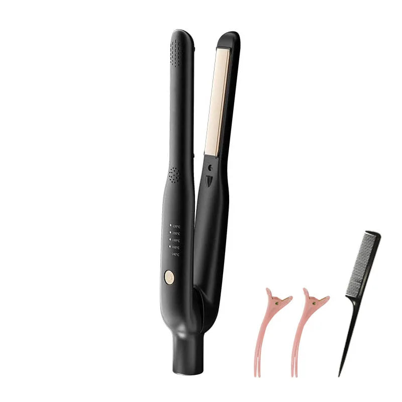 2-in-1 Mini Hair Straightener & Curler - Ceramic Fast Heating 140-220°C - Portable Flat Iron for Short Hair Travel Styling Halalzen