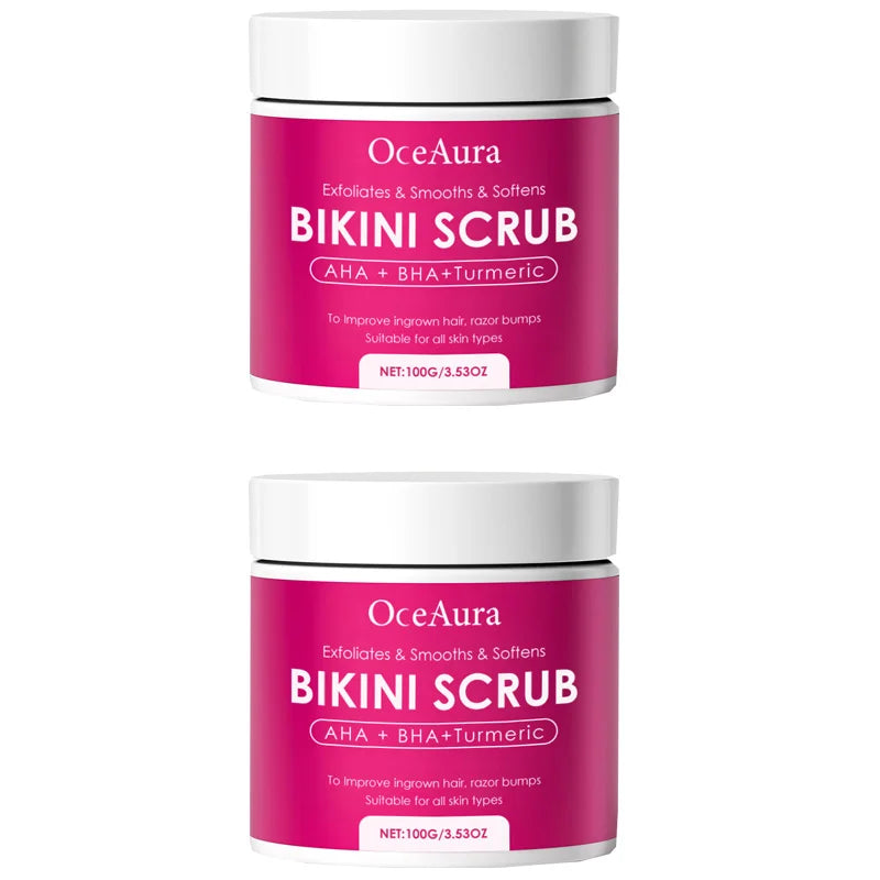 Bikini Area Exfoliator with 10% AHA+BHA & Turmeric For Bikini Underarm Area,Skin Moisturizing, Smoothing Exfoliating Body Scrub