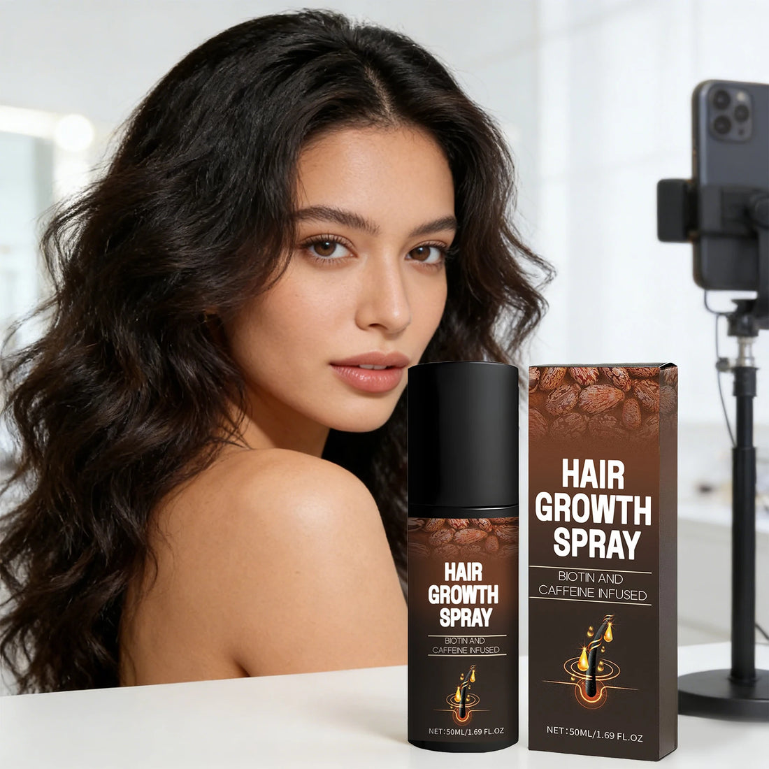 Hair Growth Spray Biotin and Caffeine Infused Promote Hair Growth Nourishing Scalp Reduce Hair Breakage Repair Roots Hair Care