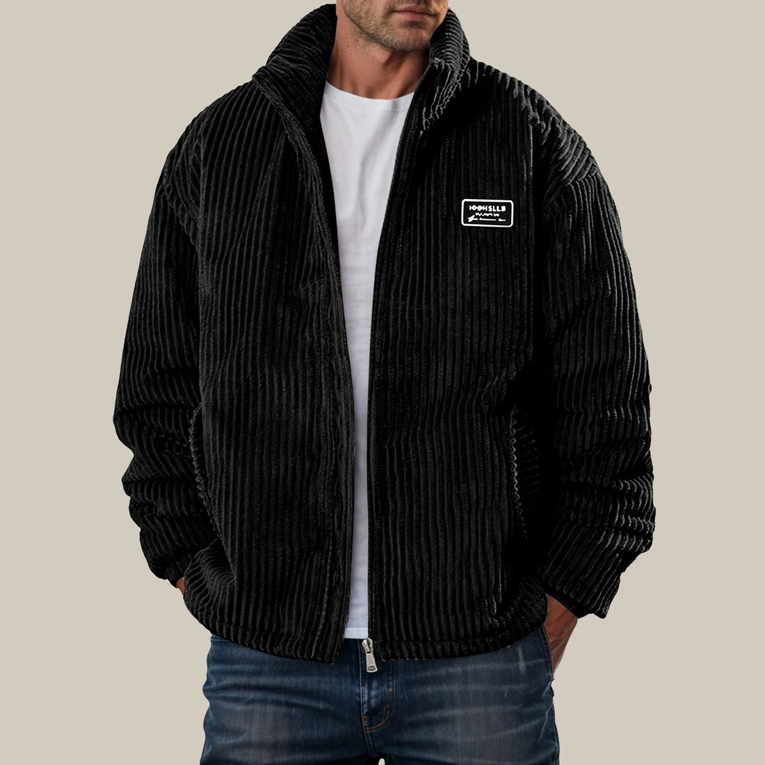 Men's Corduroy Winter Down Coat Streetwear Thick Cotton Padded Jacket Outdoor Turtleneck Zip Up Warm Quilted Parkas Men Clothing