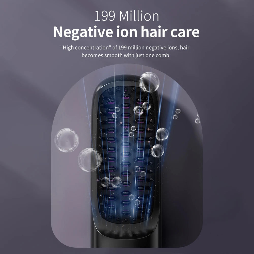 Cordless Hair Straightener Brush 3 Temperature Electric Negative Ions Ceramic Anti-Scald Heated Comb Hair Styling Tools Halalzen