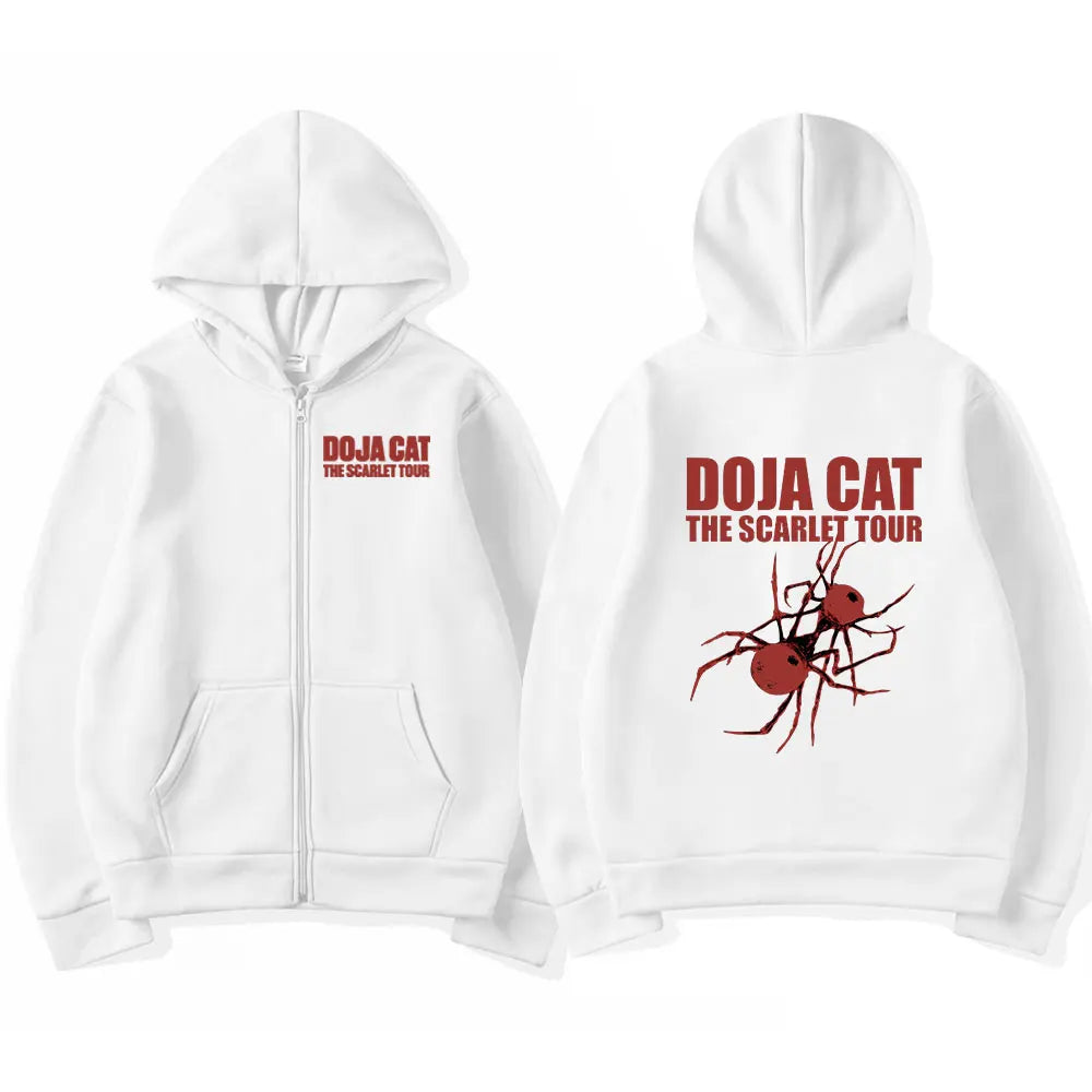 Doja Cat The Scarlet Tour Zipper Hoodies Men Women Fashion Harajuku Zip Up Hooded Sweatshirt Casual Oversized Pullover Fans Gift