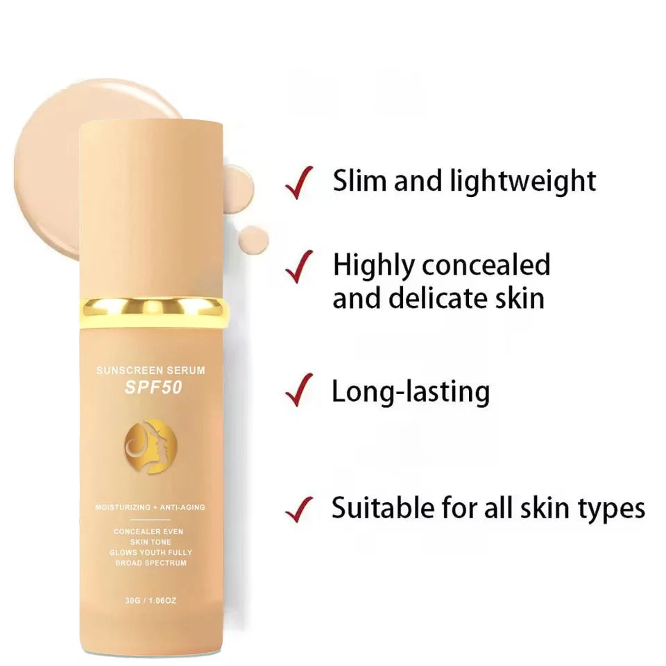 4-in-1 Foundation Liquid Makeup 4 In 1 Foundation Light Spectrum Sunscreen Serum Liquid Hydrating Full Coverage Concealer SPF 50 Halalzen